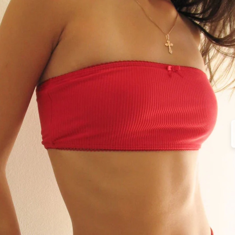 Frankie's Bikinis Red Bandeau Top
